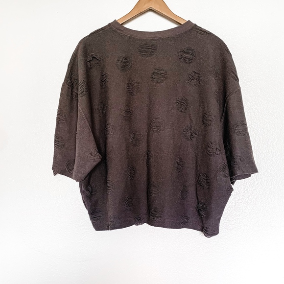 Zara Distressed Oversized Crew Neck Sweater - Picture 3 of 6